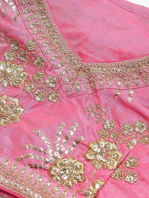Pink Semi-Stitched Lehenga & Unstitched Blouse With Dupatta 4