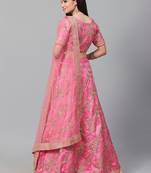 Pink Semi-Stitched Lehenga & Unstitched Blouse With Dupatta