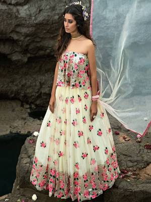 off white silk threadwork and sequin embroidered lehenga 4