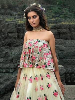 off white silk threadwork and sequin embroidered lehenga 5
