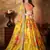 yellow peach floral digital printed organza bridal lehenga set choli with dupatta
