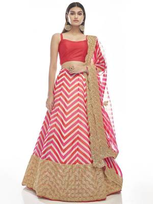 pink sequins embroidered organza lehenga set choli with dupatta with dupatta 1