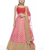 pink sequins embroidered organza lehenga set choli with dupatta with dupatta