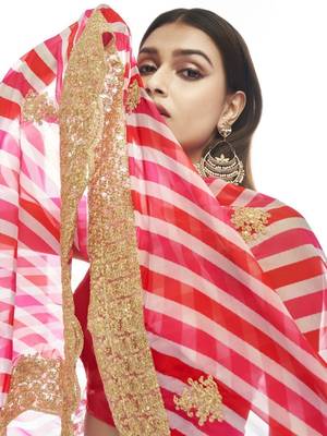 pink sequins embroidered organza lehenga set choli with dupatta with dupatta 2