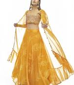 Yellow Digital Printed Organza Party Wear Lehenga Choli