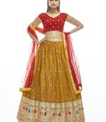 Mustard Yellow Sequins Embroidered Georgette Lehenga Choli