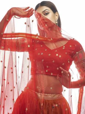 mustard yellow sequins embroidered georgette lehenga set choli with dupatta 2