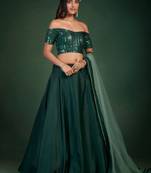 Lavish Green Taffeta Silk Party Wear Lehenga With Embroidered Choli