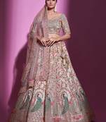 Cream Sequins Embroidered Soft Net Lehenga Choli
