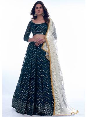 rama thread embroidered georgette lehenga set choli with dupatta 1