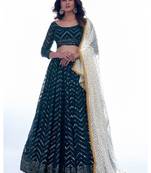 rama thread embroidered georgette lehenga set choli with dupatta