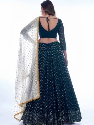 rama thread embroidered georgette lehenga set choli with dupatta 2
