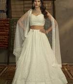 White Sequence Embroidered Georgette Lehenga Choli