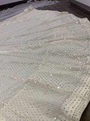white sequin embroidered georgette lehenga set choli with dupatta 3