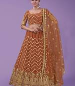 Orange Zari Work Georgette Party Wear Lehenga Choli