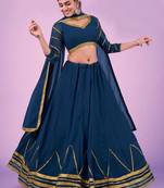 navy blue gota work georgette party lehenga set choli with dupatta