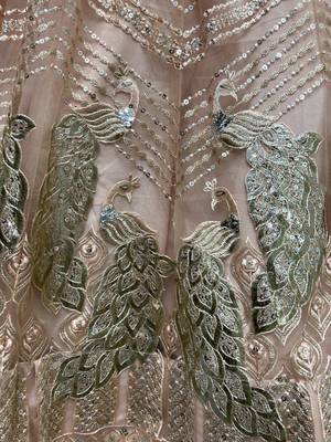 peach sequined embroidery lehenga set choli with dupatta 2