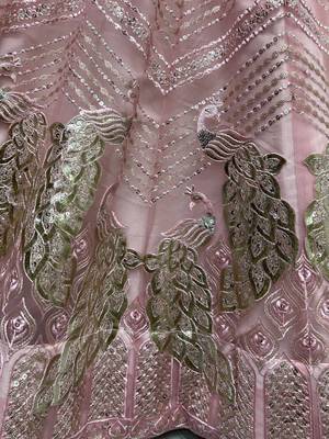 pink sequined embroidery marriage party lehenga set choli with dupatta 2