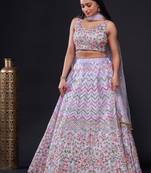 Purple Embroidered Silk Event Wear Lehenga Choli