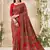 Red floral print crepe silk fancy saree with unstitched blouse for women's wear