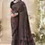 Black  floral print crepe silk fancy saree with unstitched blouse for women's wear