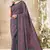 Grey with multicolor floral print crepe silk fancy saree with unstitched blouse for women's wear
