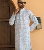 Multicolor Cotton Embroidered kurta for Mens