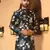 Floral printed wine mandarin collor silk blend kurta