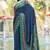 Blue digital printed crepe silk paisley traditional saree with unstitched blouse