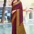 Wine digital printed crepe silk paisley traditional saree with unstitched blouse