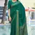 Teal green digital printed crepe silk paisley traditional saree with unstitched blouse