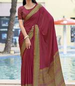 Maroon digital printed crepe silk paisley traditional saree with unstitched blouse