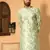 Silk blend tie-dye printed madarine collor green kurta
