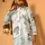 Animal printed grey mandarin collor cotton summer kurta