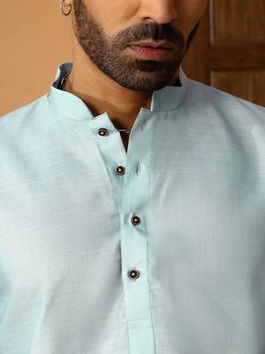 Animal printed blue mandarin collor cotton summer kurta 2