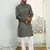 Paisley printed grey mandarin collor cotton summer kurta