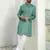 Floral printed green mandarin collor cotton summer kurta