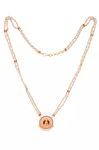  pearl necklace with laxmi pendant