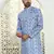 Leaf printed blue mandarin collor cotton summer kurta