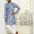 Leaf printed blue mandarin collor cotton summer kurta