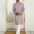 Leaf printed purple mandarin collor cotton summer kurta