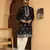 Cotton silk embroidered yoke design mandarin collor black kurta