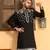 Embroidered sequenced cotton silk mandarin collor black kurta
