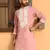 Embroidered yoke design cotton silk mandarin collor pink kurta