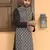 Cotton silk embroidered mandarin collor black kurta