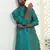 Silk blend ethnic motifs jacqaurd turquoise kurta