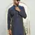 Silk blend ethnic motifs jacqaurd blue kurta
