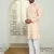 Abstract printed peach mandarin collor cotton kurta