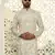 Abstract printed beige mandarin collor cotton kurta with pyjama