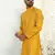 Silk blend ethnic motifs jacqaurd mustard kurta with pyjama
